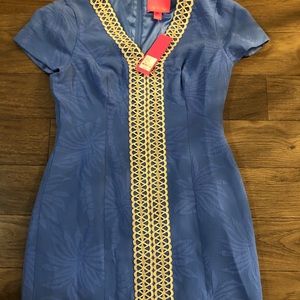 Lilly Pulitzer new arie blue stretch dress 6 S